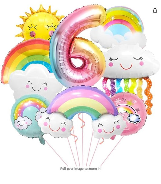 Pastell Regenbogen Helium Ballon Ziffer